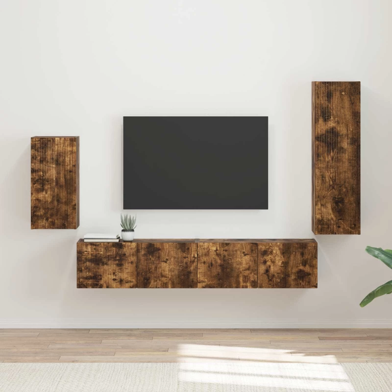 vidaXL Σετ επίπλου τηλεόρασης 3 pcs Καπνιστό Δρύς Επεξεργασμένο ξύλο