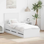 vidaXL Σκελετός Κρεβατιού Λευκό 75 x 190 cm Μηχανήματος Ξύλο