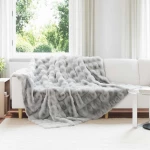 vidaXL Ψεύτικη κουβέρτα από κουνέλι Γκρι 220 x 240 cm Πολυεστέρας