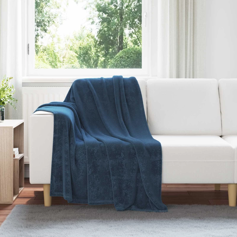 vidaXL Κουβέρτα Σκούρο μπλε 130 x 150 cm Μαλλί