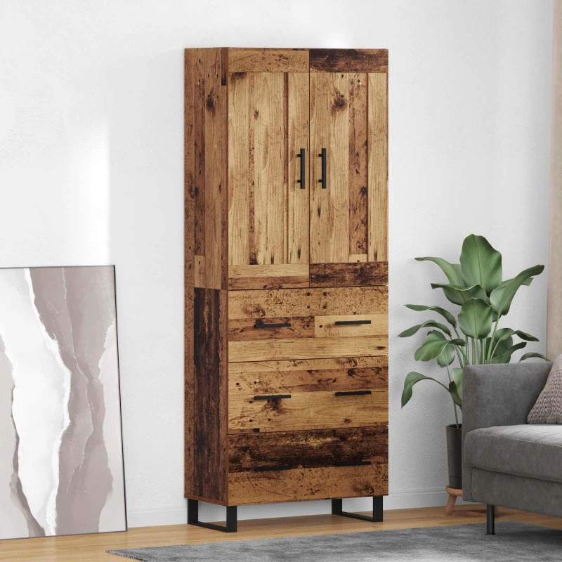 vidaXL Highboard Παλιό ξύλο 69,5 x 34 x 180 εκ. Επεξεργασμένο ξύλο