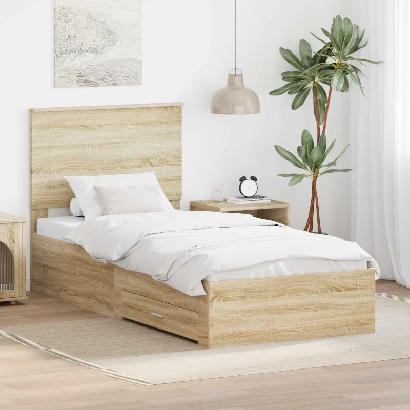 vidaXL Σκελετός Κρεβατιού Δρύς Sonoma 90 x 200 cm Επεξεργασμένο ξύλο