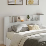 vidaXL Κεφαλάρι με ράφι Λευκό 180 x 16,5 x 103,5 cm Επεξεργασμένο ξύλο