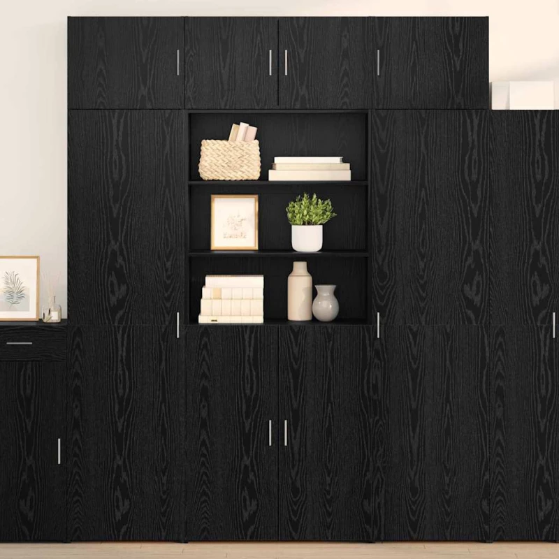 vidaXL Highboard Μαύρη Οξυά 80 x 42,5 x 185 εκ Επεξεργασμένο ξύλο