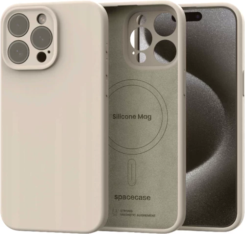 Θήκη iPhone 15 Pro Max Spacecase Silicone Mag Case Σιλικόνης με MagSafe - Stone (5905719137892)