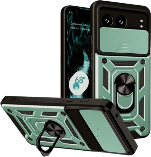 Θήκη OnePlus Nord 4 Techsuit CamShield Ανθεκτική με Κάλυμμα για την Κάμερα & Μεταλλικό Ring Holder - Green (5949419236578)