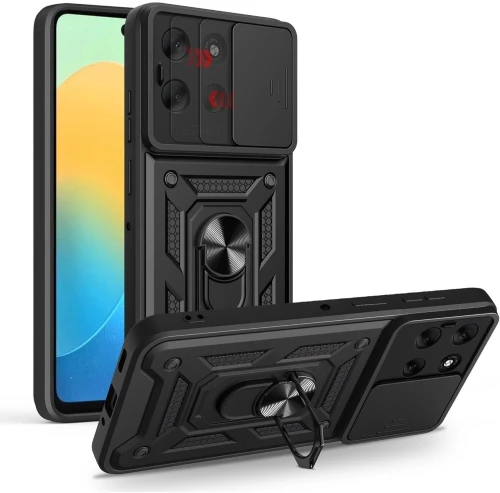 Θήκη Motorola Moto G86 / G86 Power Bodycell Armor Slide Ανθεκτική με Κάλυμμα για την Κάμερα & Μεταλλικό Ring Holder - Black (5206015084867)