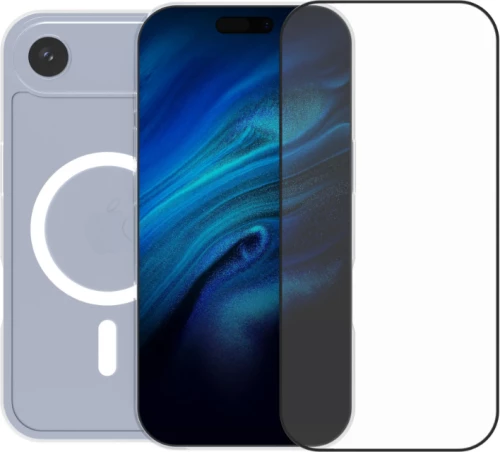 Θήκη & Tempered Glass iPhone Air Vivid Set MagSafe Hybrid Case Σετ Διάφανη Σκληρή με MagSafe & Full Face Αντιχαρακτικό Γυαλί Προστασίας Οθόνης - Transparent / Black (CS-MGS TR 1-2508002)