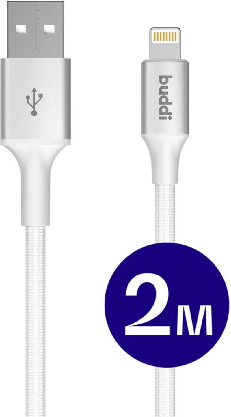 Καλώδιο Buddi Flex Φόρτισης & Μεταφοράς Δεδομένων USB-A σε Lightning 200cm 12W - White (8719246497469)