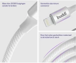 Καλώδιο Buddi Flex Φόρτισης & Μεταφοράς Δεδομένων USB-A σε Lightning 200cm 12W - White (8719246497469)