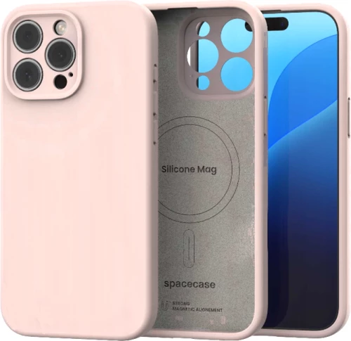 Θήκη iPhone 15 Pro Max Spacecase Silicone Mag Case Σιλικόνης με MagSafe - Baby Pink (5905719137878)