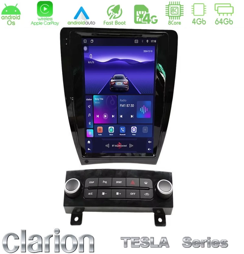 Clarion GL300 Tesla Series Android OS 8Core 4+64GB Audi A3 2008-2012 Navigation Multimedia Tablet 9.7"