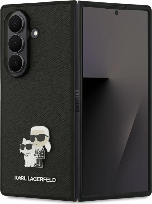 Θήκη Karl Lagerfeld Saffiano Karl&Choupette Pin Σιλικόνης / Πλαστικό για Samsung Galaxy Z Fold 7 - Μαύρο
