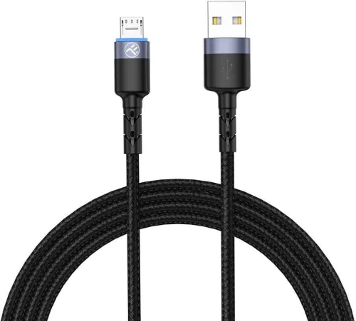 Tellur - Micro USB Cable 3A - Black - Καλώδιο δεδομένων USB σε Micro USB με φως LED, 1,2 μέτρα