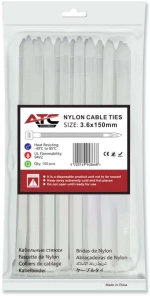 ATC Δεματικά 3.6x150mm Νάιλον Λευκά 100τμχ Σακουλάκι