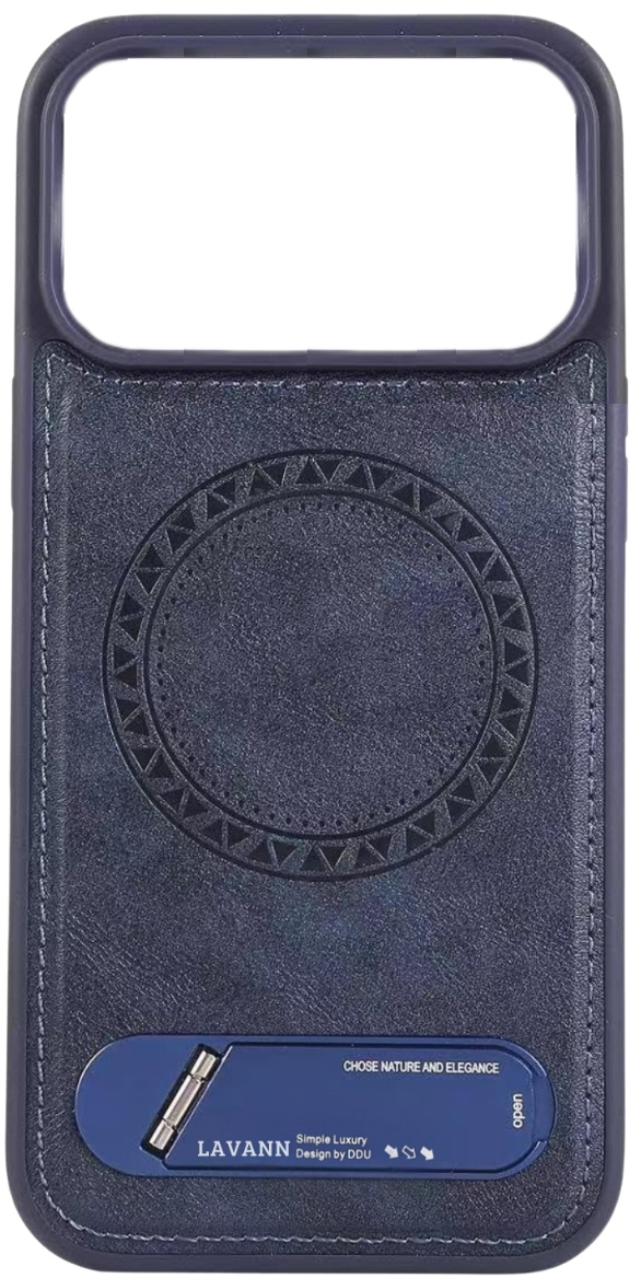 Θήκη TPU Δερματίνης Lavann με Magsafe και Βάση Στήριξης για iPhone 17 Pro Max - Σκούρο Μπλε