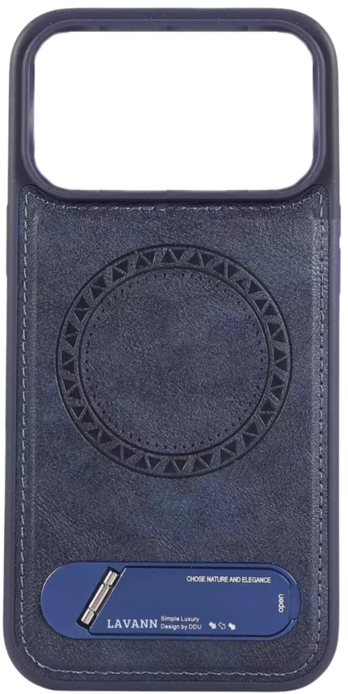 Θήκη TPU Δερματίνης Lavann με Magsafe και Βάση Στήριξης για iPhone 17 Pro Max - Σκούρο Μπλε