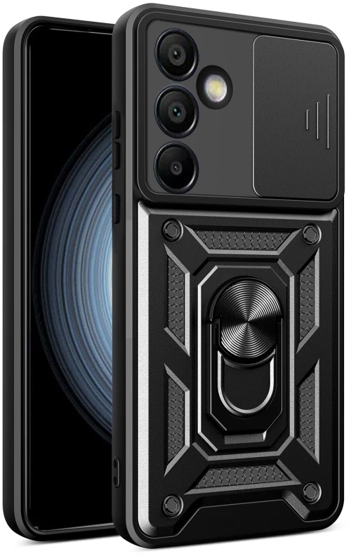 Σκληρή Θήκη Armor με Βάση Στήριξης Δαχτυλίδι για Samsung Galaxy S24 FE - Μαύρη