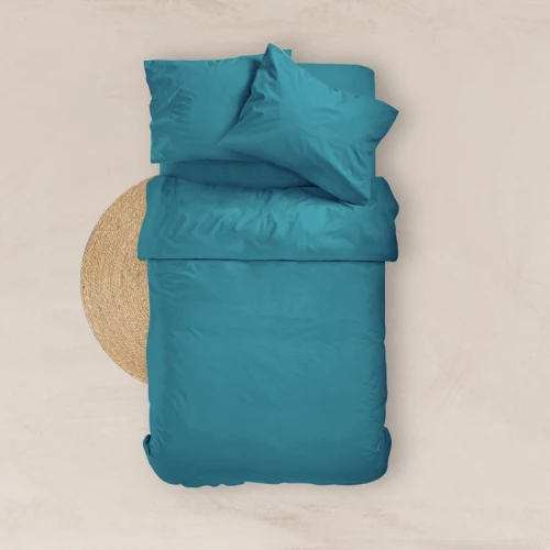 Σεντόνι Διπλό (220x240) Solid Πετρόλ βαμβακερό Borea