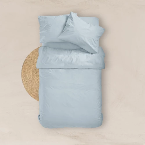 Σεντόνι King Size (180x200+40) Με Λάστιχο Solid Σιέλ βαμβακερό Borea