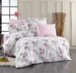 Σετ Σεντόνια Υπέρδιπλα 4τμχ (220x240) Μελίνα 709 White-Lilac βαμβακερά Dimcol