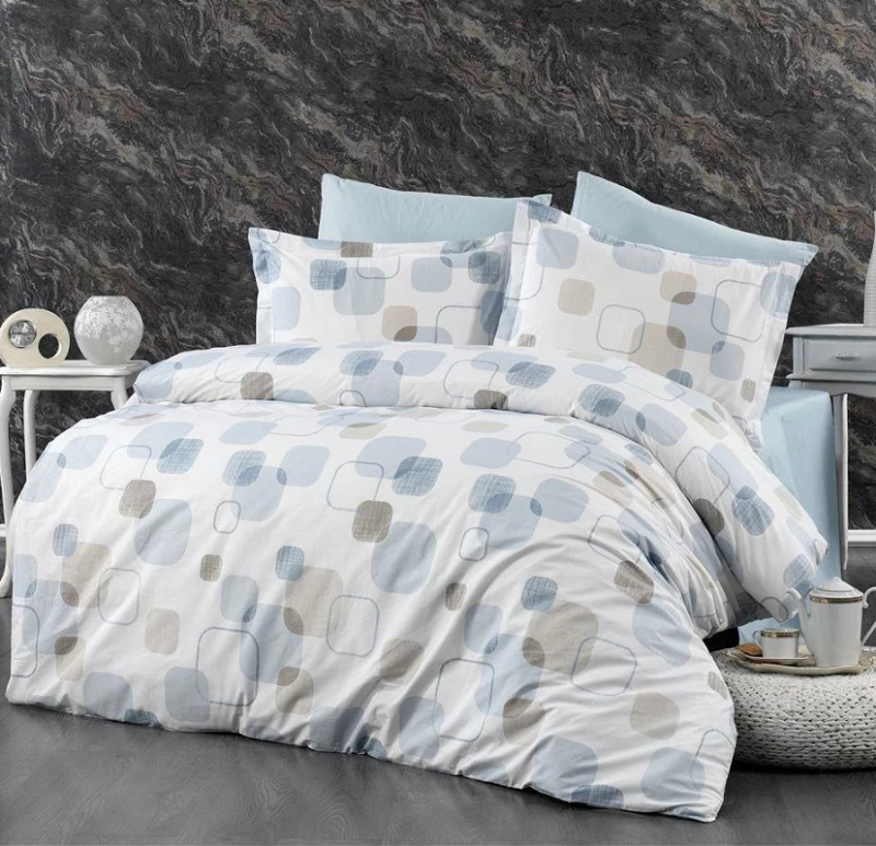 Σετ Σεντόνια Μονά 3τμχ (160x240) Μελίνα 707 White-Light Blue βαμβακερά DimCol