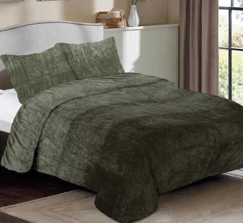 Κουβέρτα Μονή 160x220 Coral Fleece Solid 07 Olive Dimcol