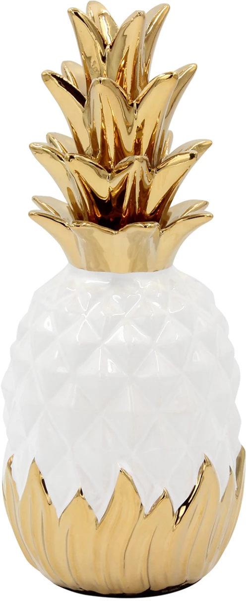Διακοσμητικό κεραμικό Φ12Χ27 εκ. Ανανάς Λευκό Χρυσό – KESKOR 78649