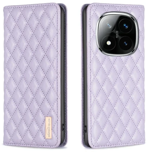 Θήκη τηλεφώνου τύπου flip από δέρμα με μαγνητική διάταξη διαμαντιού για Redmi Note 14 Pro 5G / Note 14 Pro+ 5G (Μωβ)