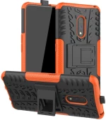 Για OPPO Realme X Tire Texture TPU + PC Shockproof Θήκη με κάτοχο (Πορτοκαλί)