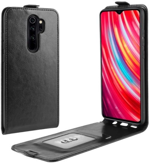 Θήκη προστασίας δέρματος κάθετης αναδίπλωσης Crazy Horse για Xiaomi Redmi Note 8 Pro (Μαύρο)