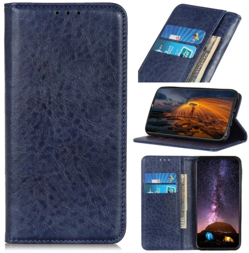Για Galaxy M31 Μαγνητική Crazy Horse Υφή οριζόντια Flip δερμάτινη θήκη με υποδοχές για κάρτες & πορτοφόλι (Μπλε)