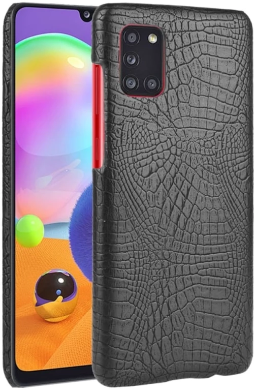Θήκη για Galaxy A31 ανθεκτική στις κρούσεις, με υφή κροκόδειλου, από PC + PU (Μαύρο)