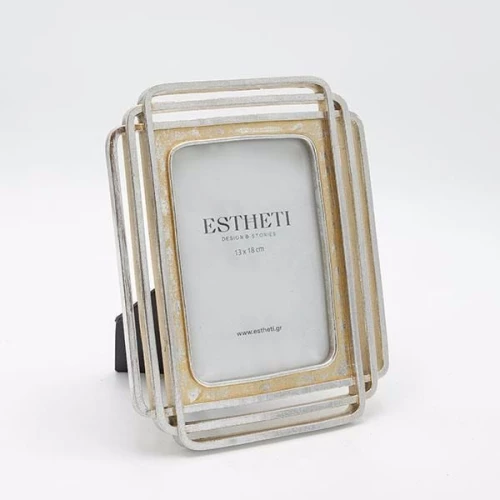 Estheti Κορνίζα 13x18cm Πολυρητίνης 19.5x2x24cm Αντικέ Σαμπανί-Ασημί 815-00125