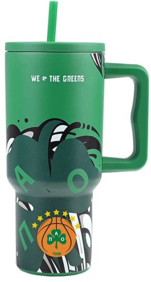 Estia Θερμός Ποτήρι Straw Tumbler XL 900ml Panathinaikos BC We The Greens 01-35990