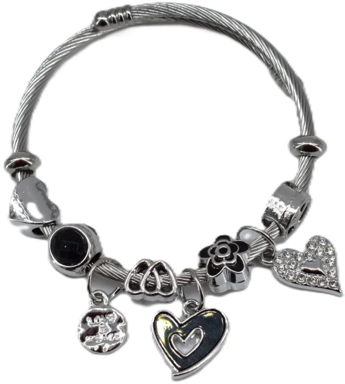 Elegant Γυναικείο Βραχιόλι   Χειροπέδα από Ατσάλι  Kαρδιά  k.hf 50-1black