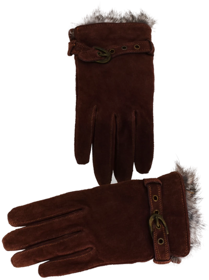 Γυναικεία Γάντια Σουέτ με Γούνα  k.052870  Brown