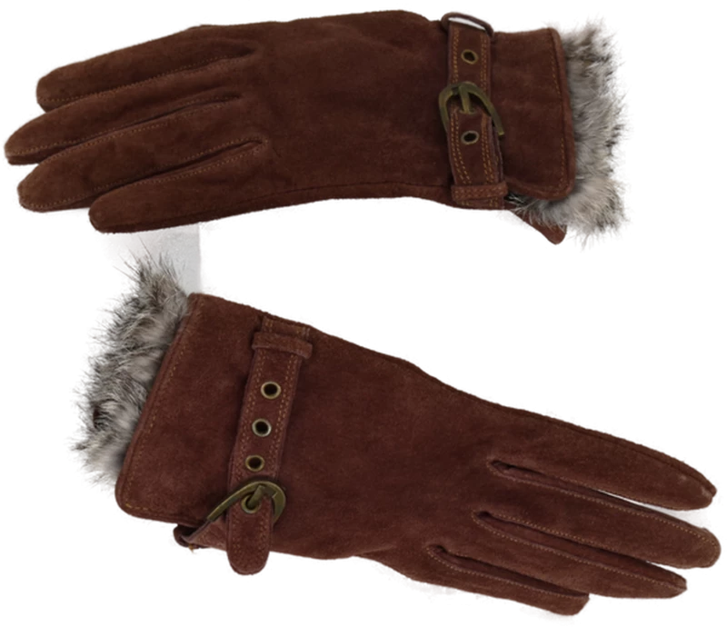 Γυναικεία Γάντια Σουέτ με Γούνα  k.052870  Brown