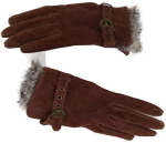 Γυναικεία Γάντια Σουέτ με Γούνα  k.052870  Brown