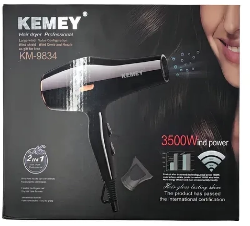 Kemmei, Πιστολάκι Μαλλιών 3500w,  KM-9834 Black   Κ: M4798