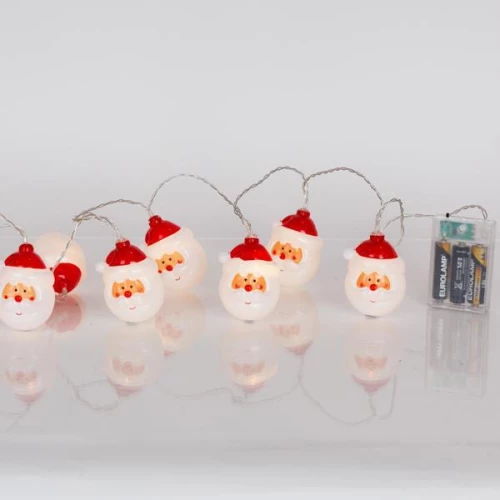 Eurolamp Σειρά Με 10 Άγιους Βασίληδες LED Θερμό Λευκό Και Χρονοδιακόπτη 1.65m Μπαταρίας Διαφανές Καλώδιο 600-03071