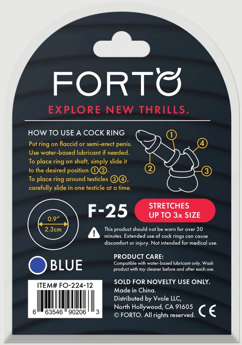Δαχτυλίδι Πέους Σιλικόνης Forto F-25 23 mm Rugged Silicone Cock Ring - Μπλε