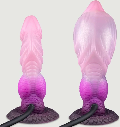 Φουσκωτό Monster Dildo Με Ραβδώσεις Snake Skin Monster Inflatable Dildo With Suction Cup 21 x 4,2 cm - Ροζ