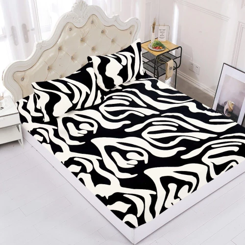 Fleece σεντόνι με λάστιχο και μαξιλαροθήκες (100cm x 200cm + 30cm) design 3 Silk Fashion