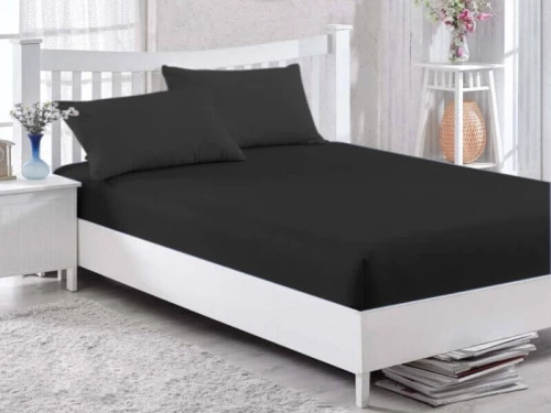 Κατωσέντονο με Λάστιχο Μαύρο 100% Βαμβακερό Γαρύφαλλο 100-180x200+30cm - 120x200+30
