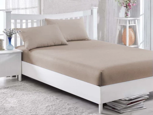 Κατωσέντονο με Λάστιχο Μπεζ 100% Βαμβακερό Γαρύφαλλο 100-180x200+30cm - 120x200+30