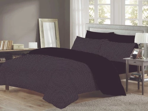 Σετ Σεντόνια 100% Βαμβακερά Μαύρο Πουά Γαρύφαλλο - 220x260