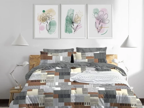 Σετ Σεντόνια Πολύχρωμα 100% Βαμβακερά Γαρύφαλλο - 240x260, 180x200+30