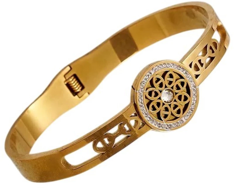 Βραχιόλι Ατσάλι Xειροπέδα Με Σχέδιο Strass 4900060 Χρυσό Χρυσό