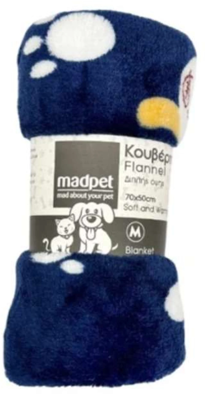 Madpet Κουβέρτα Σκύλου-Γάτας Μπλε με Σκυλάκια 70x50cm